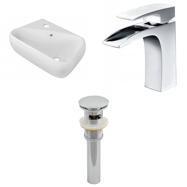 American Imaginations 17.5-in White Ceramic Bathroom Sink With Faucet And Overflow Drain Included - Image 4