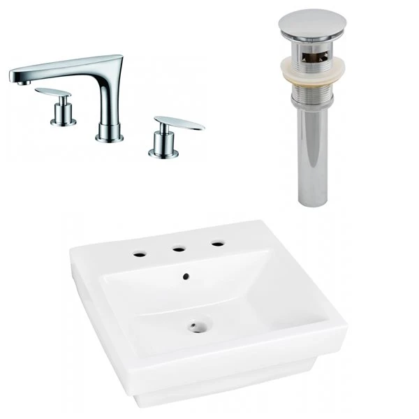 American Imaginations 17.5-in X 19-in White Ceramic Vessel Rectangular Bathroom Sink Kit - Image 2