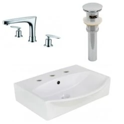 American Imaginations White Ceramic Wall Mount Bathroom Sink Set (16-in X 19.5-in)