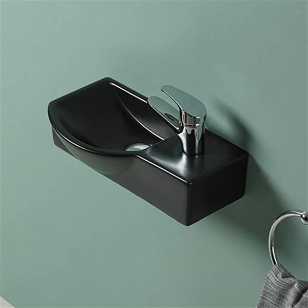 American Imaginations Black Ceramic Wall-Mount Rectangular Bathroom Sink (8.7-in X 14.7-in) - Image 2