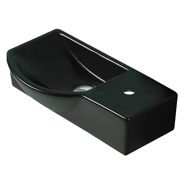 American Imaginations Black Ceramic Wall-Mount Rectangular Bathroom Sink (8.7-in X 14.7-in) - Image 3