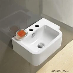 American Imaginations Rectangular White Ceramic Wall-Mount Bathroom Sink - Overflow Drain Included (12.6-in X 17.5-in)