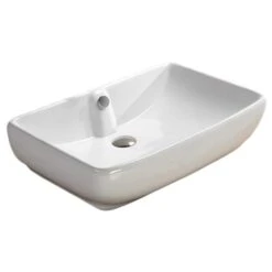American Imaginations White Rectangular Ceramic Vessel Bathroom Sink - Overflow Drain Included (15.7-in X 23.6-in)