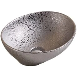 American Imaginations Silver Ceramic Vessel Oval Bathroom Sink (13-in X 15.94-in)
