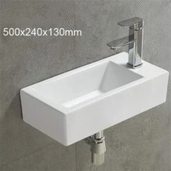 American Imaginations White Ceramic Wall-Mount Rectangular Bathroom Sink (9.4-in X 19.7-in)