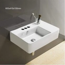 American Imaginations White Ceramic Rectangular Wall-Mount Bathroom Sink - Overflow Drain Included (16.1-in X 23.8-in)