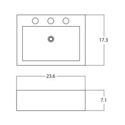American Imaginations Rectangular White Ceramic Vessel Bathroom Sink - Overflow Drain Included (17.3-in X 23.6-in)
