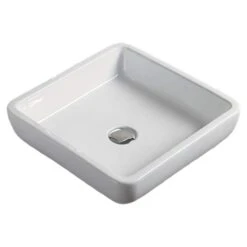 American Imaginations Square White Ceramic Vessel Bathroom Sink (15.9-in X 15.9-in)