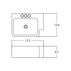 American Imaginations White Ceramic Vessel Rectangular Bathroom Sink With Overflow Drain (12.6-in X 17.5-in)