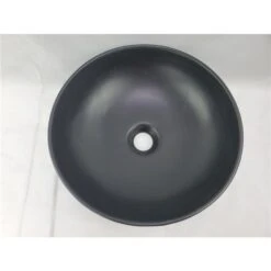 American Imaginations Black Ceramic Vessel Round Bathroom Sink (13.8-in X 13.8-in)