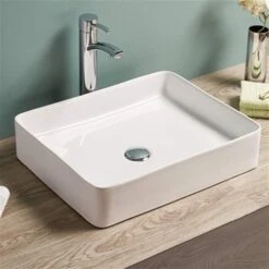 American Imaginations White Ceramic Rectangular Vessel Bathroom Sink (15.7-in X 19.9-in)