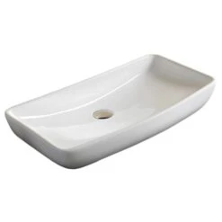 American Imaginations Rectangular White Ceramic Vessel Bathroom Sink (15.2-in X 27.8-in)
