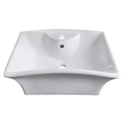 American Imaginations White Ceramic Vessel Rectangular Bathroom Sink With Chrome Faucet And Drain (16.25-in X 19.5-in)