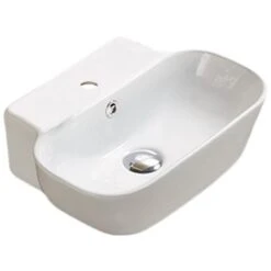 American Imaginations White Ceramic Vessel Rectangular Bathroom Sink With Chrome Faucet (12.2-in X 16.34-in)