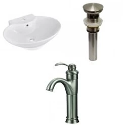 American Imaginations Wall Mount Oval 17.25-in X 22.75-in Bathroom Sink With Chrome Drain And Nickel Faucet And Overflow Drain