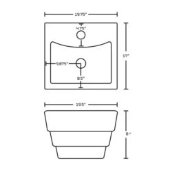 American Imaginations White Vessel 17-in L X 19.75-in W Bathroom Sink With Chrome Drain And Brushed Nickel Overflow Drain