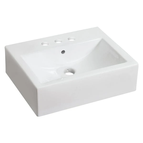 American Imaginations White Vessel 16.25-in L X 20.25-in W Rectangular Bathroom Sink With Chrome Drain And Black Overflow Drai - Image 2