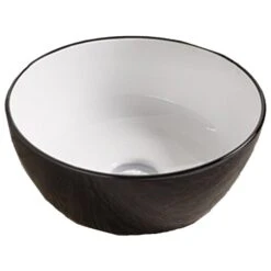 American Imaginations Black And White 14.09-in Vessel Round Bathroom Sink With Chrome Hardware Included