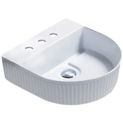 American Imaginations White 15.74-in Vessel Irregular Bathroom Sink With Chrome Hardware (No Drain Included)