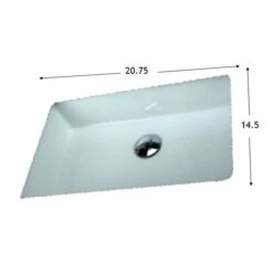 American Imaginations White/Enamel Glaze Ceramic Undermount Rectangular Bathroom Sink With Overflow Drain (14.5-in X 20.75-in)
