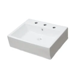 American Imaginations Rectangular White Ceramic Wall Mount Bathroom Sink With Overflow Drain And Faucet (16.5-in X 21-in)