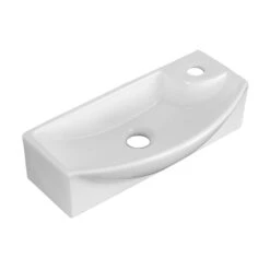 American Imaginations Vessel Ceramic Rectangular White/Enamel Glaze Bathroom Sink With Faucet And Drain (8.75-in X 17.75-in)