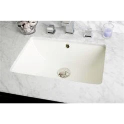 American Imaginations Biscuit/Enamel Glaze Ceramic Undermount Rectangular Bathroom Sink With Overflow Drain (13.5-in X 18.25-in)