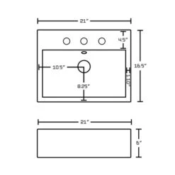 American Imaginations Rectangular White Ceramic Wall Mount Bathroom Sink With Faucet And Overflow Drain (16.5-in X 21-in)