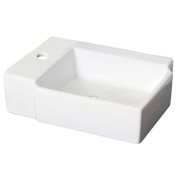 American Imaginations Rectangular Vessel White/Enamel Glaze Ceramic Bathroom Sink With Faucet And Drain (11.75-in X 16.25-in) - Image 2