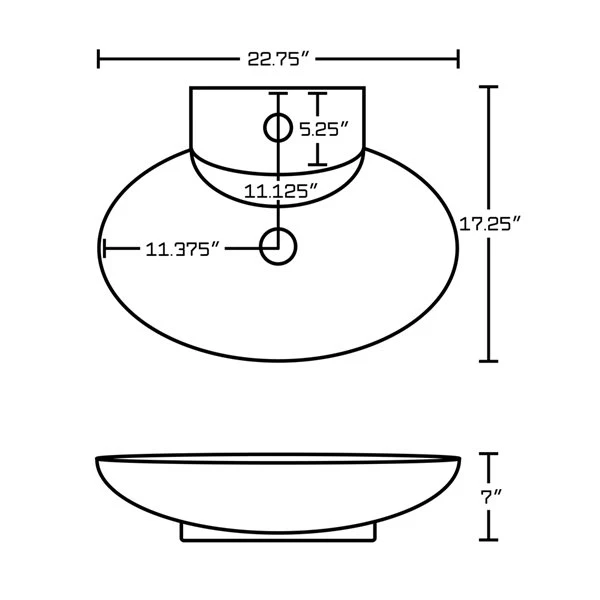 American Imaginations Wall Mount White Ceramic Oval Bathroom Sink With Overflow Drain And Faucet (17.25-in X 22.75-in) - Image 4