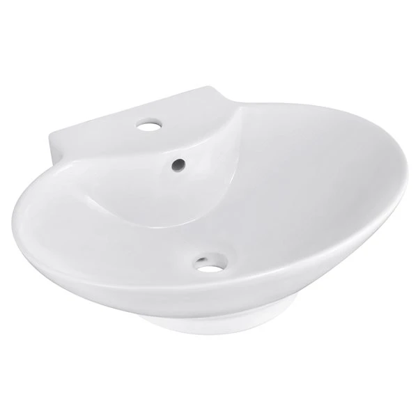 American Imaginations Wall Mount White Ceramic Oval Bathroom Sink With Overflow Drain And Faucet (17.25-in X 22.75-in) - Image 3