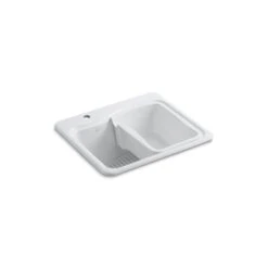KOHLER River Falls 22-in X 22-in White Cast Iron Drop-In Rectangular Utility Sink