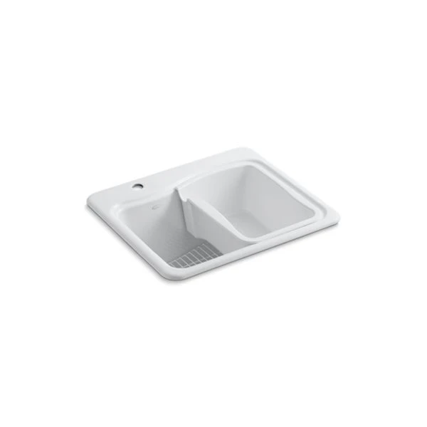 KOHLER River Falls 22-in X 22-in White Cast Iron Drop-In Rectangular Utility Sink