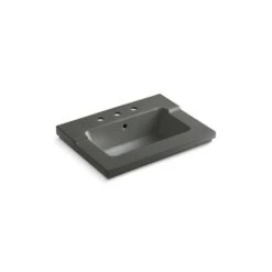 KOHLER Tresham 25.44-in X 19.06-in Thunder Grey Vitreous China Drop-In Rectangular Bathroom Sink With Overflow