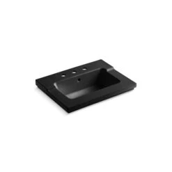 KOHLER Tresham Black 25.44-in X 19.06-in Vitreous China Drop-In Rectangular Bathroom Sink With Overflow Drain