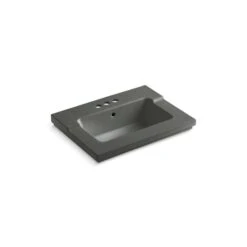 KOHLER Tresham 25.44-in X 19.06-in Ice Grey Vitreous China Drop-In Rectangular Bathroom Sink With Overflow
