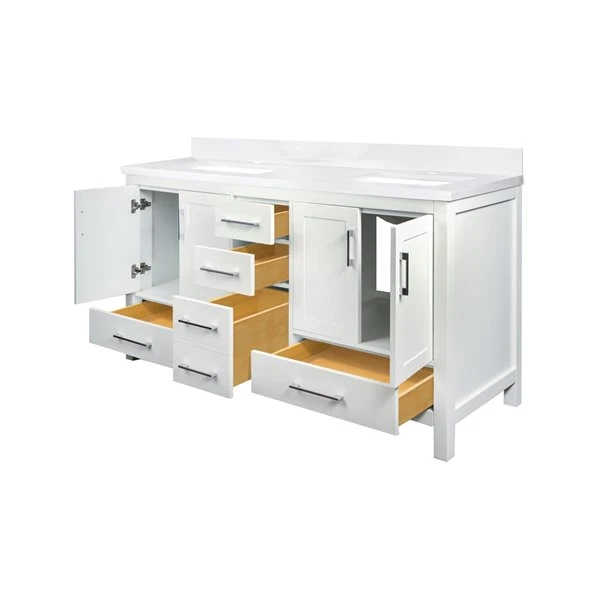 GEF Willow 61-in White Double Sink Bathroom Vanity With White Top - Image 5