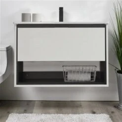 CASAINC 32-in Wall Mounted Single Sink Bathroom Vanity Set In White