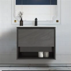 CASAINC 24-in Wall Mounted Single Sink Bathroom Vanity Set - Grey