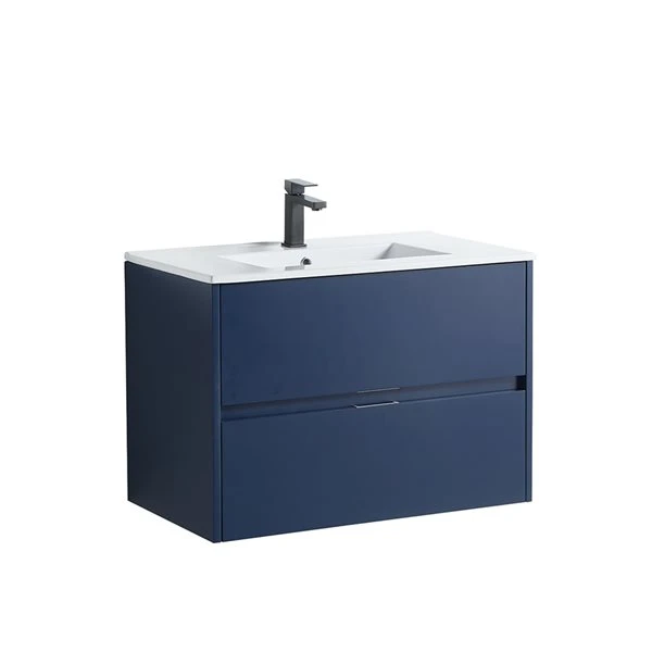 CASAINC 32-in Single Sink Bathroom Vanity In Navy Blue With White Top - Image 2