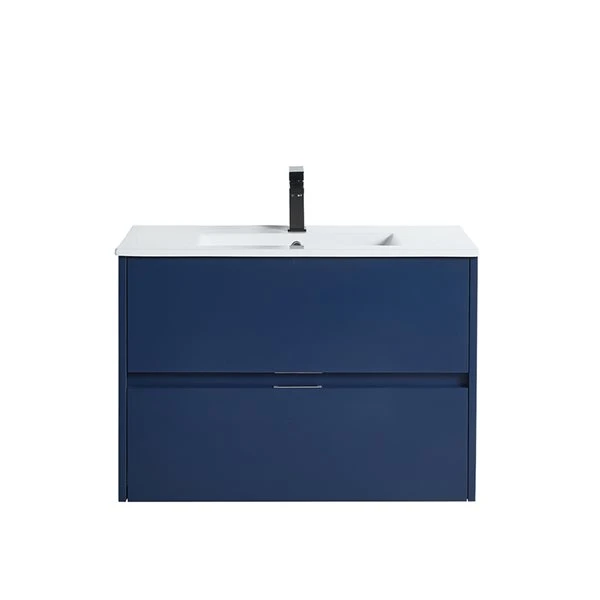 CASAINC 32-in Single Sink Bathroom Vanity In Navy Blue With White Top - Image 4
