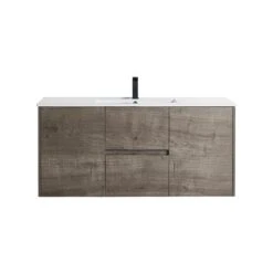 CASAINC 48-in Single Sink Bathroom Vanity In Plaid Grey Oak With White Top