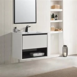 CASAINC 24-in Wall Mounted Single Sink Bathroom Vanity Set In White