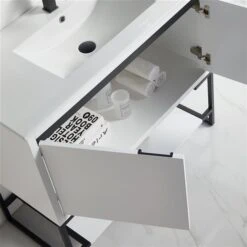 CASAINC 40-in Freestanding Single Sink Bathroom Vanity In White With White Ceramic Top