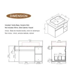 CASAINC 30-in Single Sink Bathroom Vanity In Rock Grey With White Engineered Stone Top