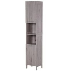 Kleankin 12.5-in W X 68-in H X 11.75-in D Grey MDF Freestanding Linen Cabinet