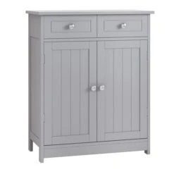 Kleankin 23.5-in W X 29.5-in H X 11.75-in D Grey MDF Freestanding Linen Cabinet