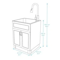 Presenza 24.17-in X 21.3-in White Preassembled Freestanding Laundry Cabinet With Sink, Drain And Faucet