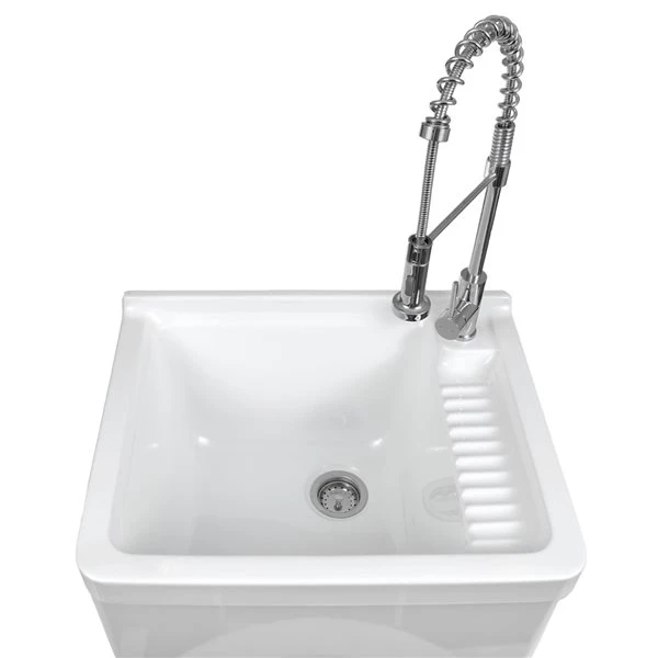 Presenza 27.9-in X 22-in Large White Preassembled Freestanding Laundry Cabinet With Acrylic Sink, Drain And Faucet - Image 3