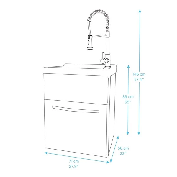 Presenza 27.9-in X 22-in Large White Preassembled Freestanding Laundry Cabinet With Acrylic Sink, Drain And Faucet - Image 4